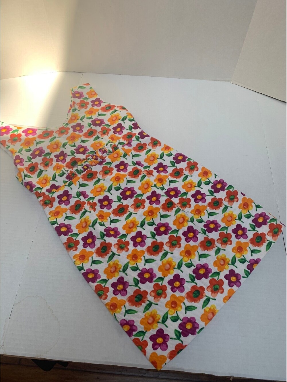 Handmade 60's Vibrant Daisy Pattern 2 Piece Mini Dress See Measurements